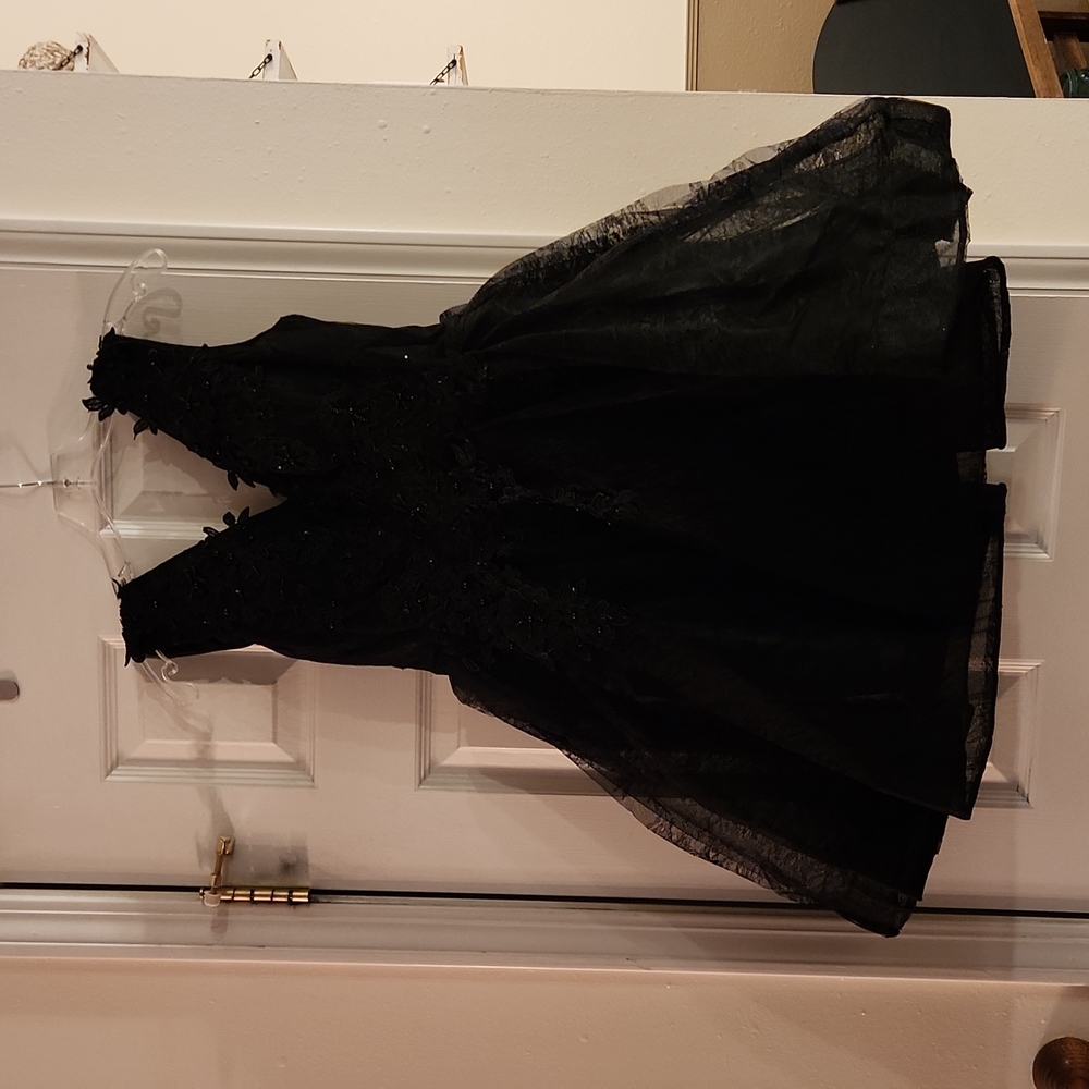Black sequin strapless formal dress